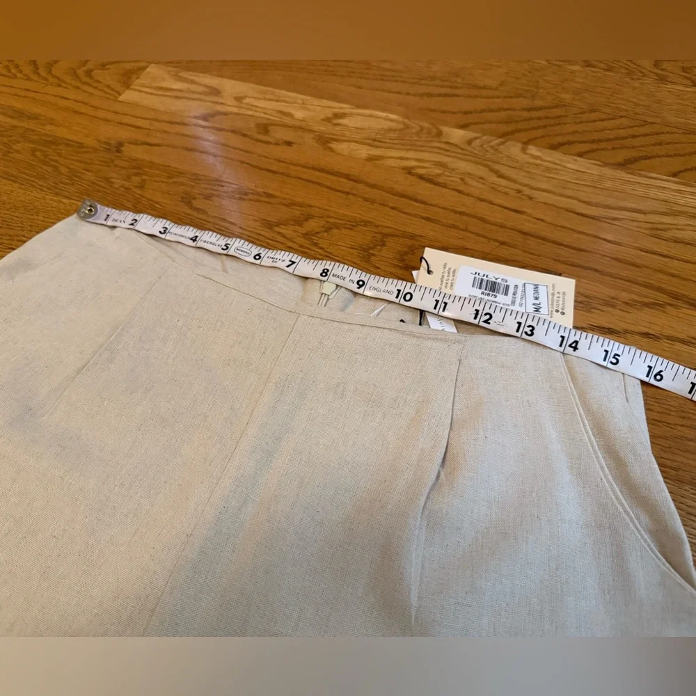 Cream High Waist Tailored linen Shorts size M - Picture 10 of 15